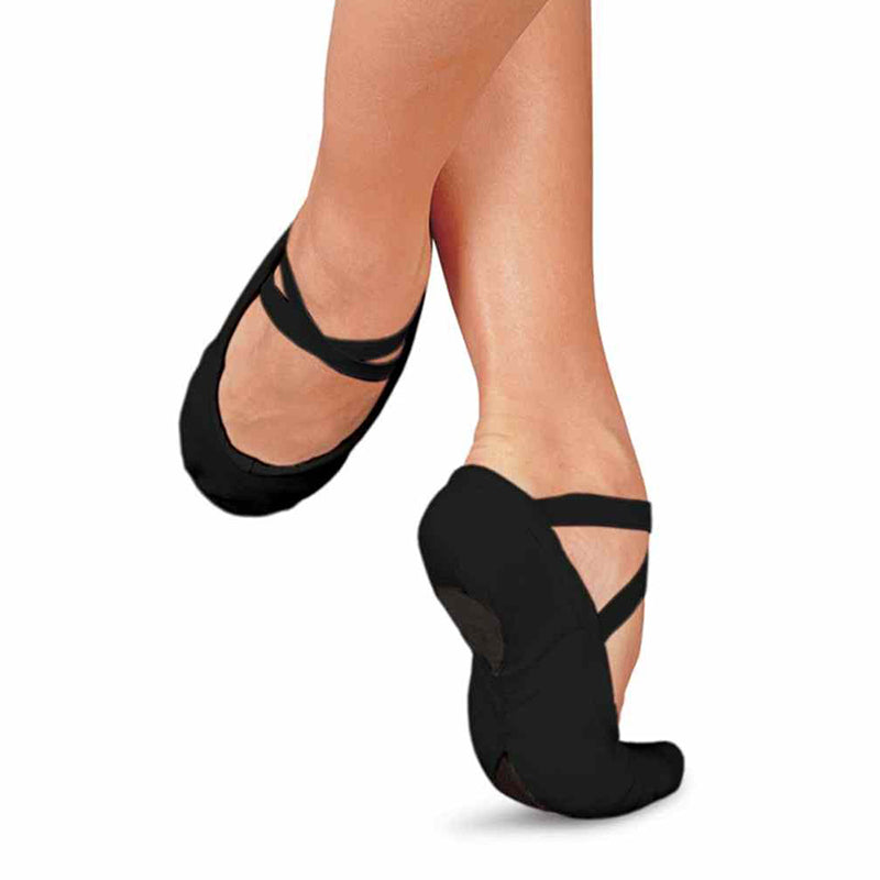 Sansha Pro 1C Canvas Split Sole Ballet Slippers - Black Adult 3 Narrow Black- DanceSupplies.com