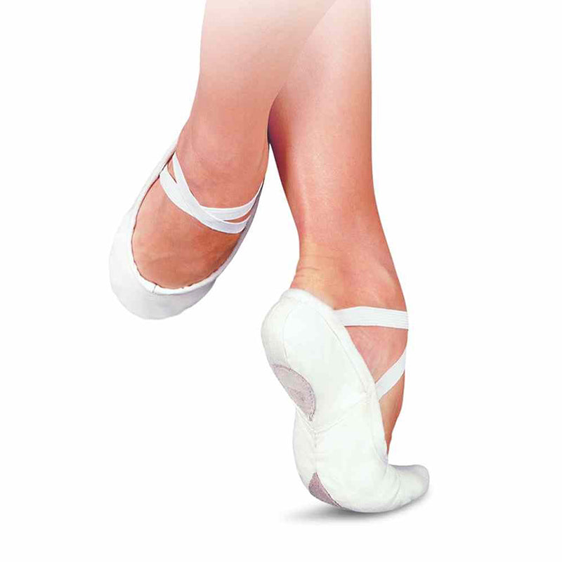 Sansha Pro 1C Canvas Split Sole Ballet Slippers - White Adult 3 Narrow White- DanceSupplies.com