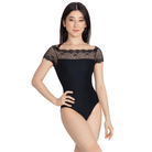 So Danca Adult Poliana Cap Sleeve Leotard Adult P Black - DanceSupplies.com