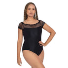 So Danca Adult Paulina Cap Sleeve Leotard - Curvy Adult XL Black - DanceSupplies.com
