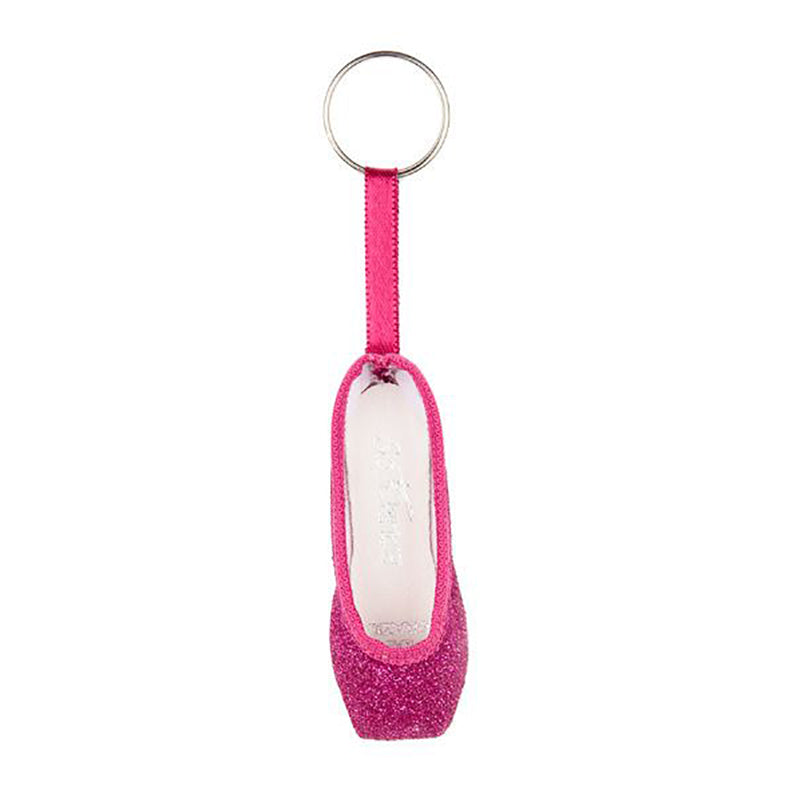 So Danca Glitter Mini Pointe Shoe Keychain Hot Pink  - DanceSupplies.com