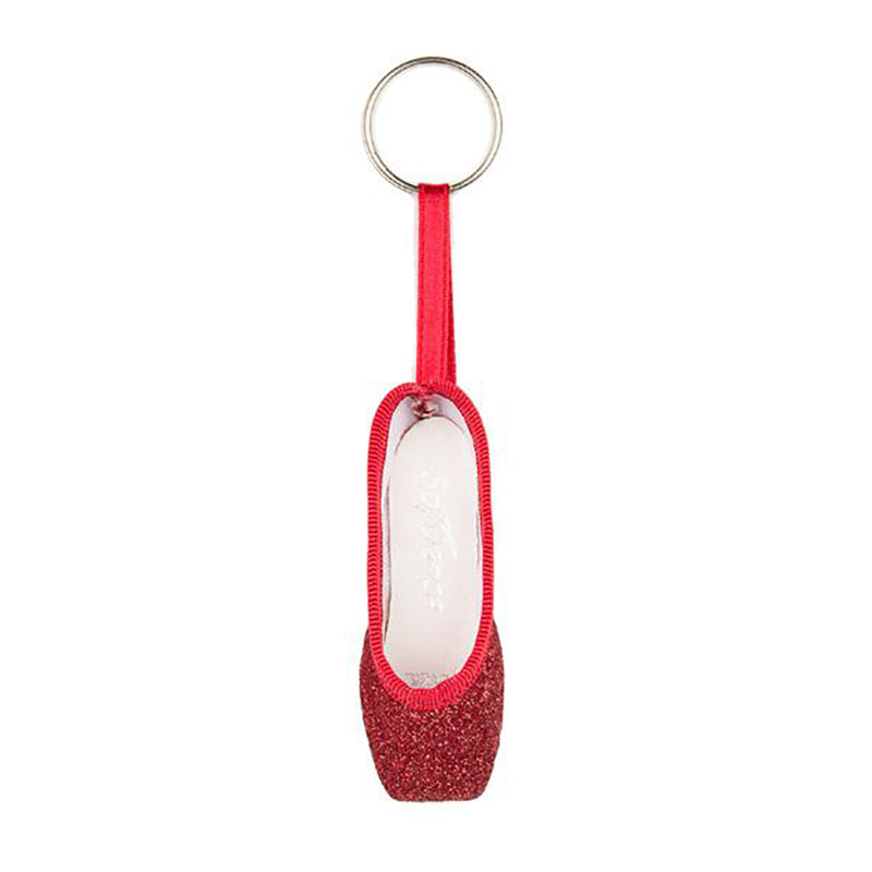 So Danca Glitter Mini Pointe Shoe Keychain Red  - DanceSupplies.com