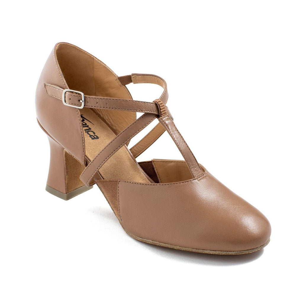 So Danca Lola 2.5" Heel T-Strap Character Shoes - Caramel Adult 4 Medium Caramel- DanceSupplies.com