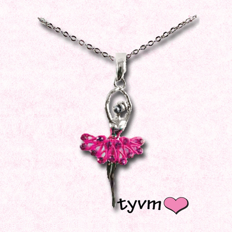 TYVM Ballerina Necklace With Crystals Fuchsia  - DanceSupplies.com