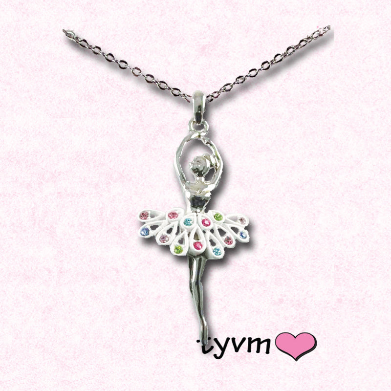 TYVM Ballerina Necklace With Crystals Rainbow  - DanceSupplies.com