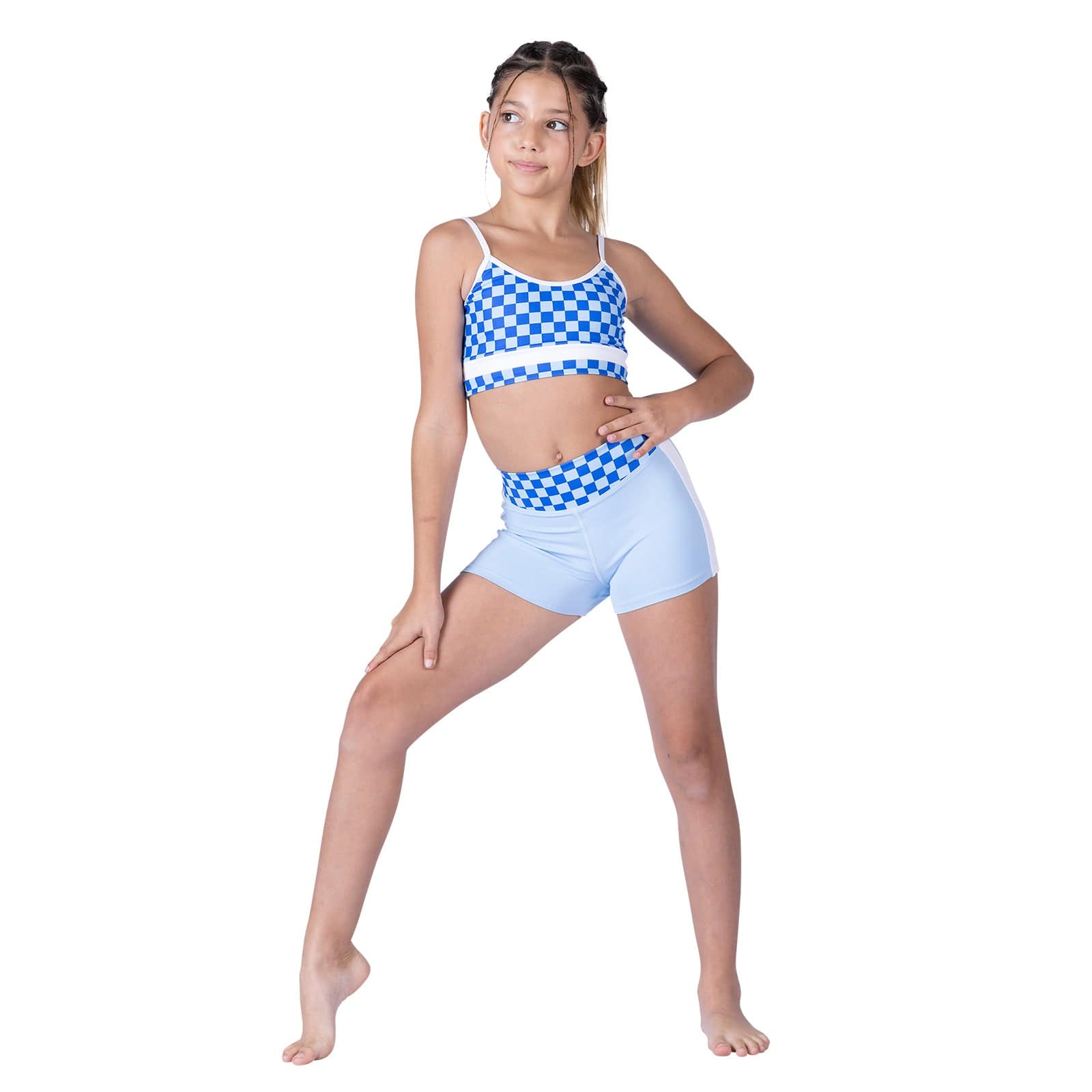 XO Dance Check Me Out Top Child 4-6 Blue Crush - DanceSupplies.com