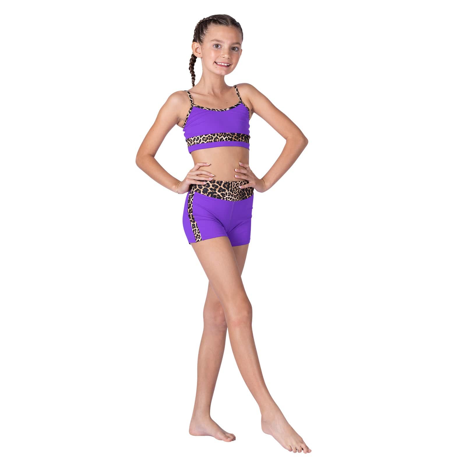 XO Dance Cheetahlicious Shorts Child 4-6 Purple - DanceSupplies.com