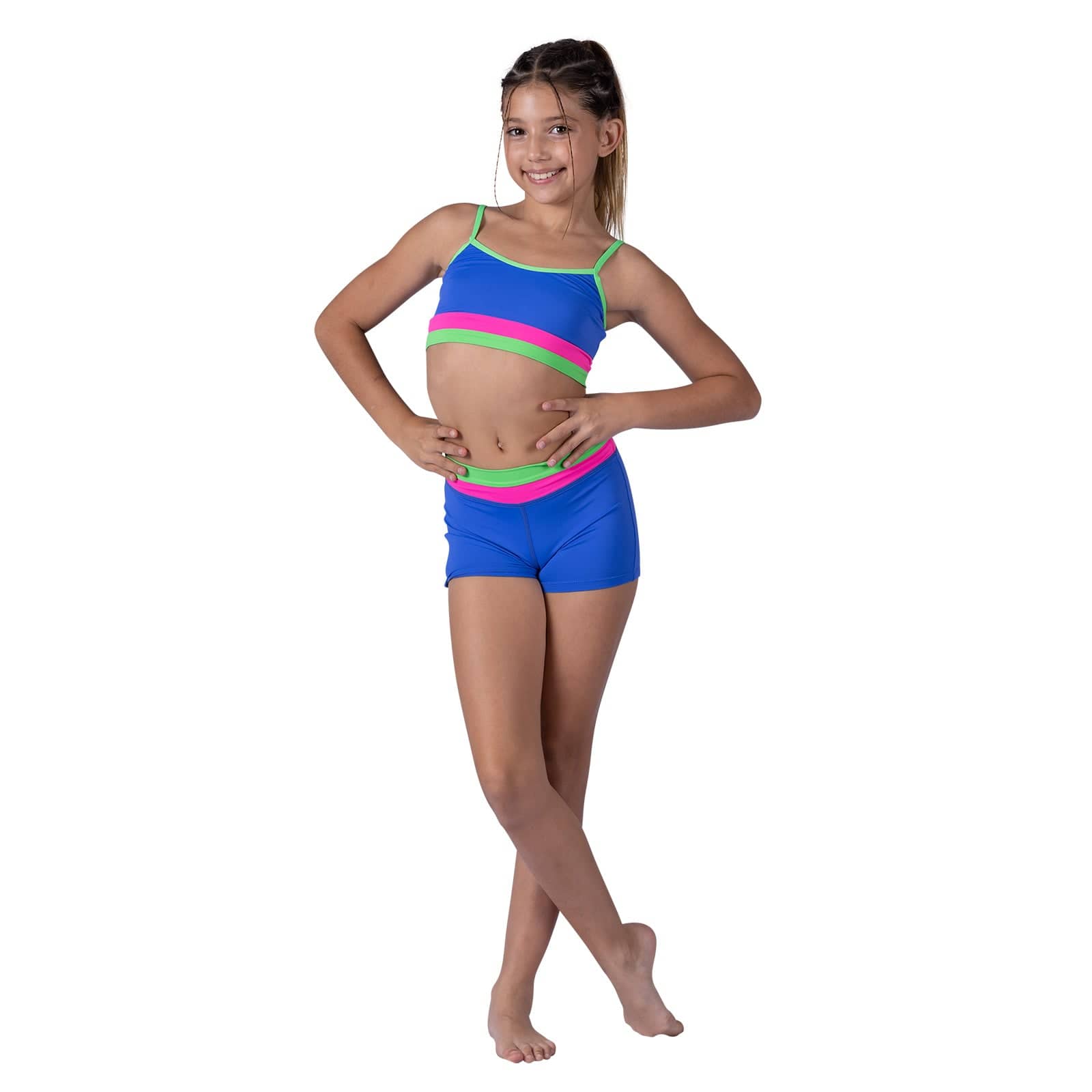 XO Dance Triple Threat Shorts Child 4-6 Blue Monster - DanceSupplies.com